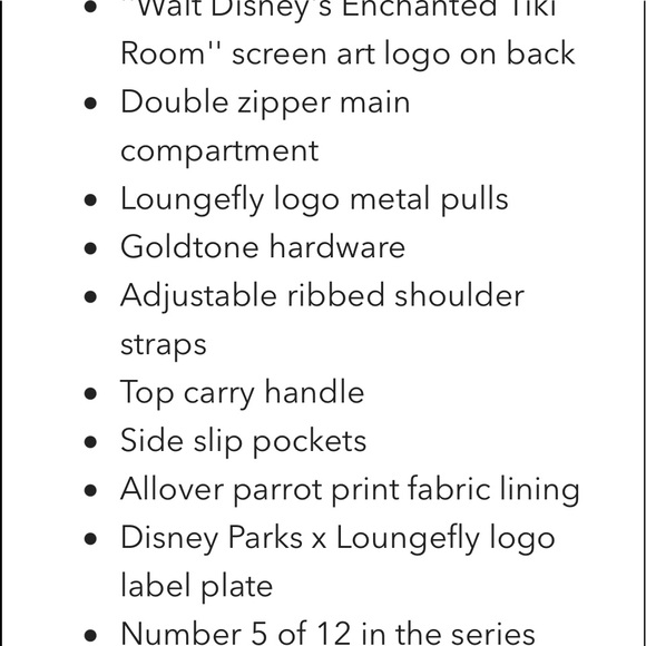 Nwt loungefly Disney The main attraction Enchanted Tiki Room mini backpack - Picture 5 of 5